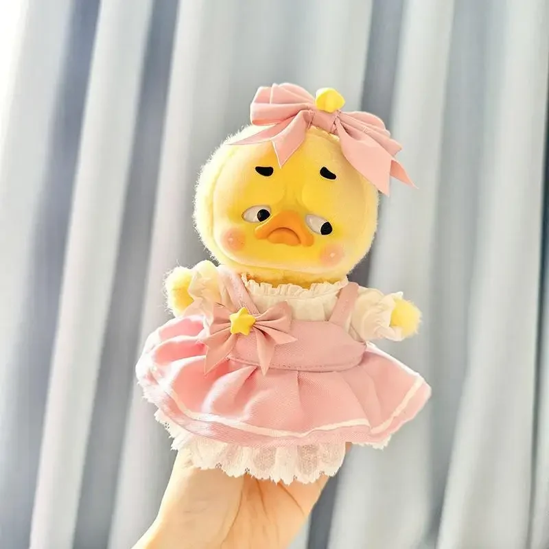 For 20 cm Upset duck plush doll baby clothes pink and blue cherry skirt set Dolls Accessories Cute Decoration