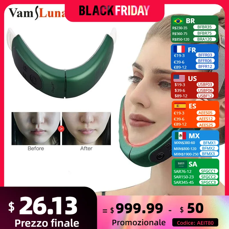 Face-Lift Device Slimming Therapy Vibration EMS V-face lifting Belt Facial Massage Lifting Chin Neck Anti-Wrinkle Beauty Machine