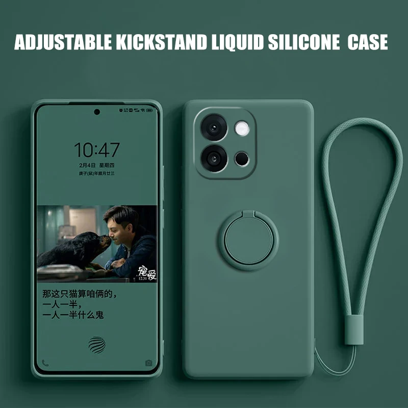 Fall für OnePlus 13T Finger Ring Ständer Halter Silikon Abdeckung für 13R 13 12 Einfarbig Objektiv Schutz weiche Funda