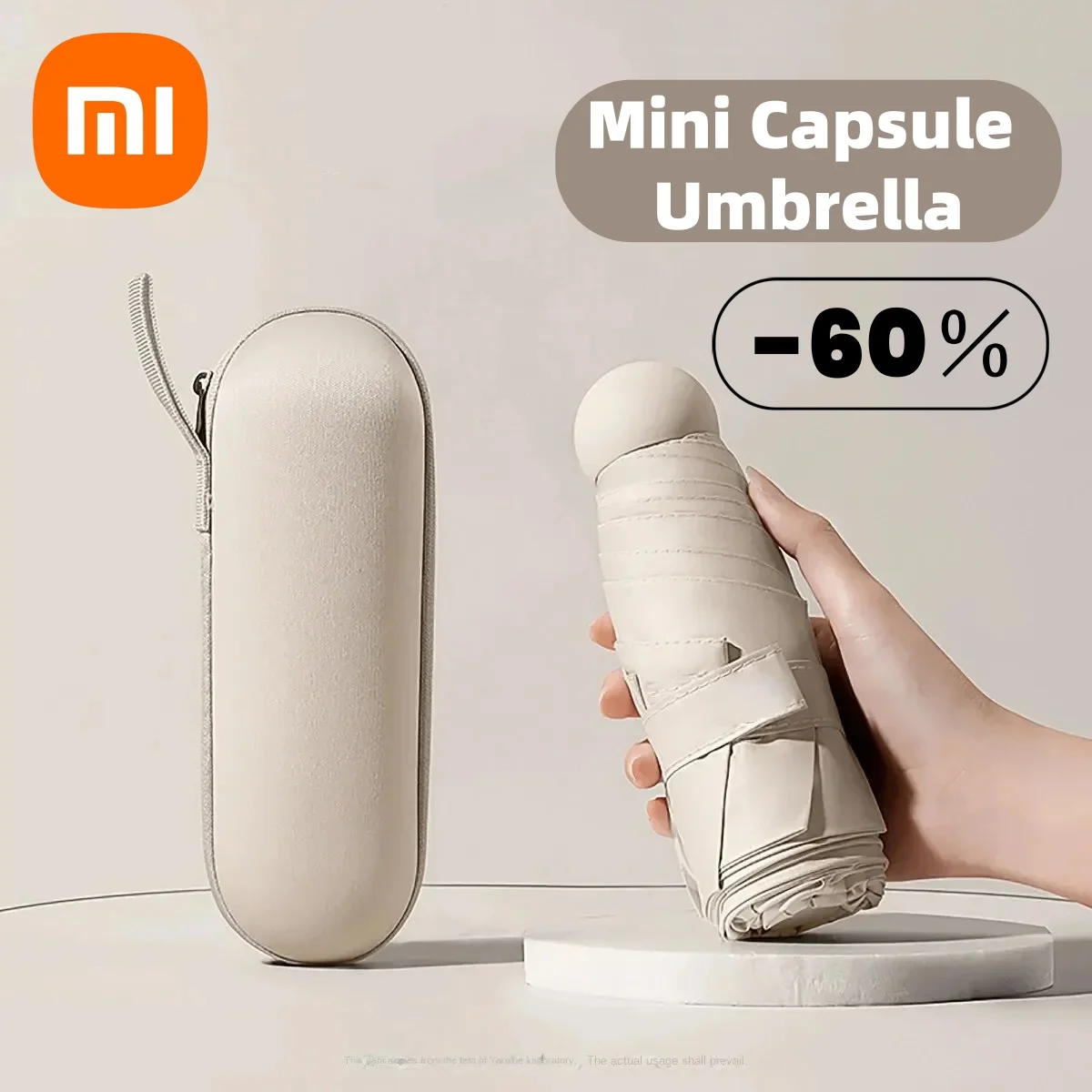 Xiaomi-paraguas cápsula portátil, Mini parasol, mango de aleación de goma negro, protección solar plegable, lluvia o brillo