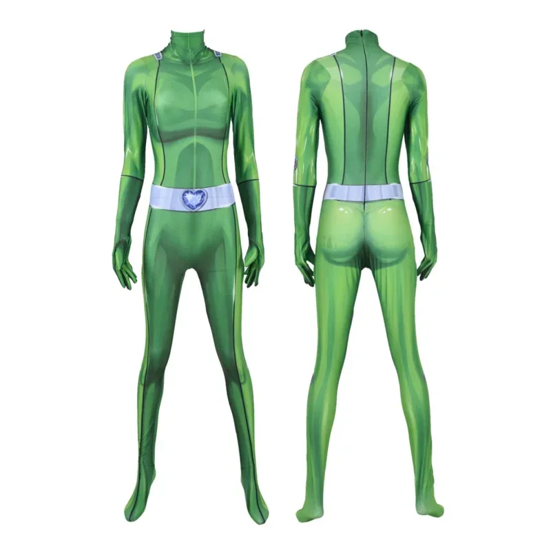 Um cosplay anime totalmente espiões traje zentai bodysuit feminino ewing samantha simpson alexandra halloween carnaval festa macacão