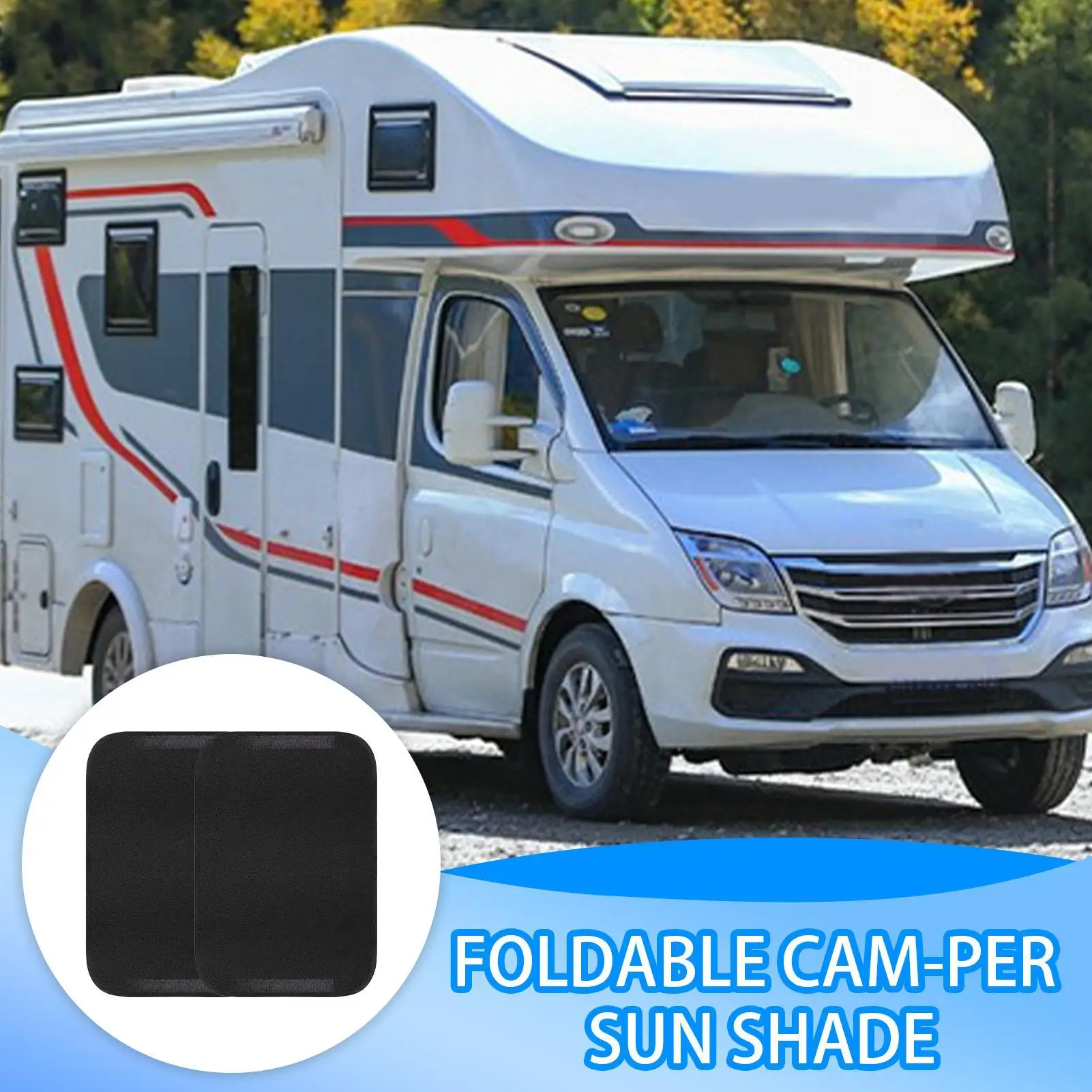

RV Door Shade Window Cover Foldable Door Window Cover Removable Sunshade Protector Screen For Awning Motorhome Van Camping