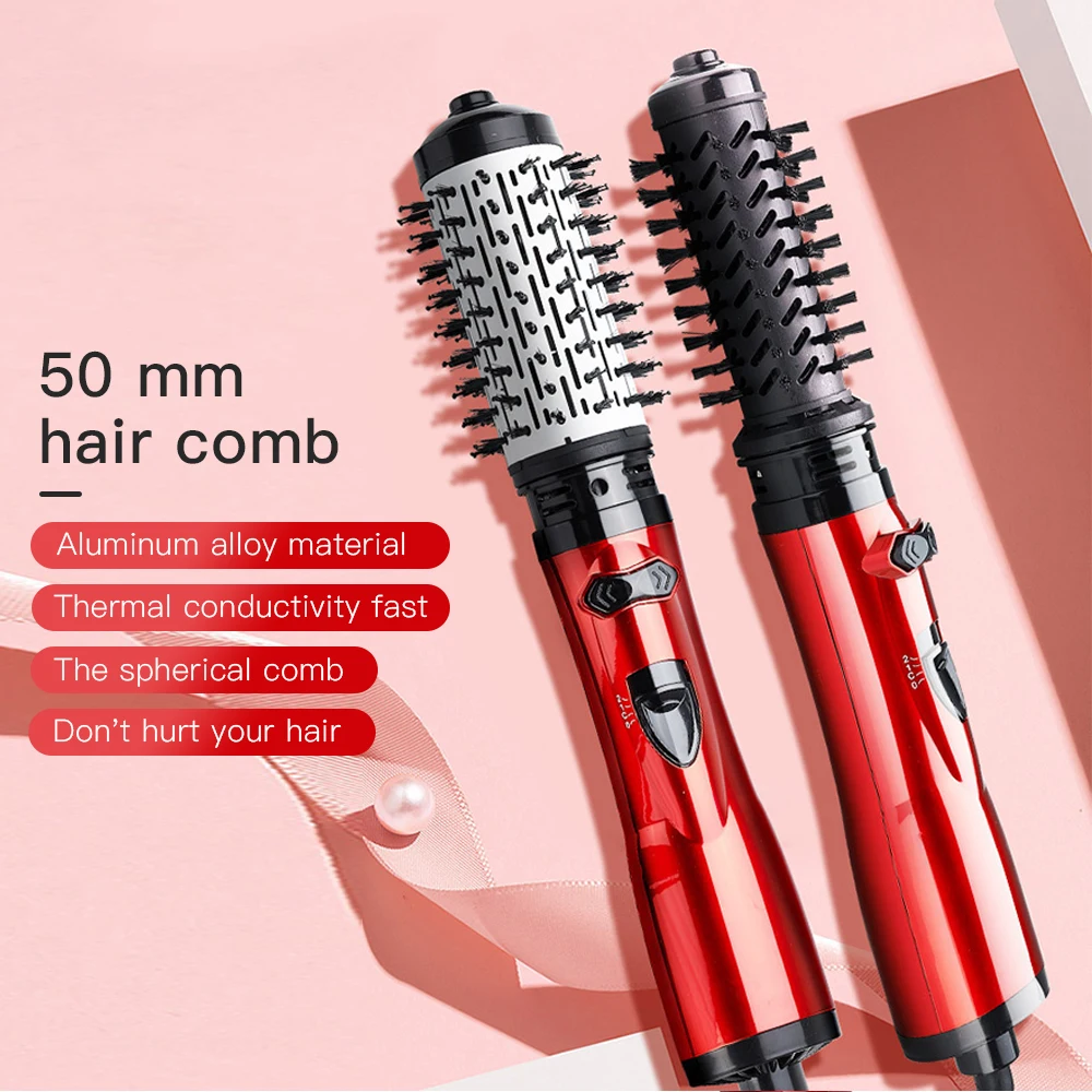 Rotating Hair Dryer Brush Comb 2 IN1  Hair Straightener Curler Roller Curling Rod Anion Hot Air Dryer Comb Hair Styling Brush