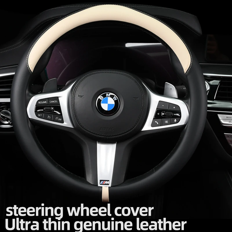 For BMW M3 M4 M5 E36 E39 E46 E60 E90 E91 F01 F10 F15 F20 F30 G05 X3 X5 X7 3 5 7 Series Car Steering Wheel Cover For BMW M Power