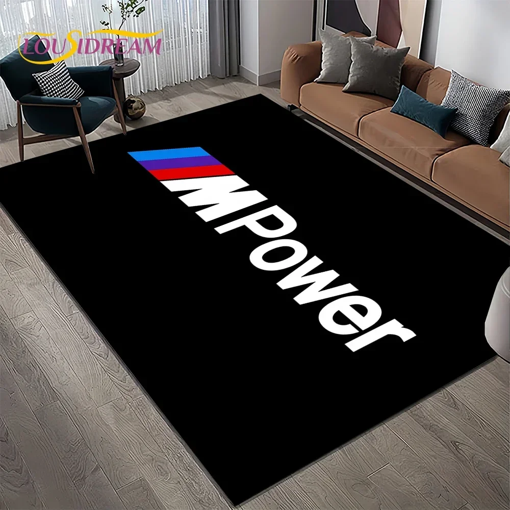 3D Racing Car BWM Logo Motorcycle Carpet Rug for Living Room Bedroom Home Sofa Decoration,Kids Play Area Rug Non-slip Floor Mat