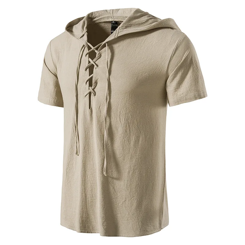 

Men Short-sleeved T-shirt New Men V-neck Shirt Summer Cotton And Linen Led Casual Men T-shirt Shirt Male Breathable Shirt