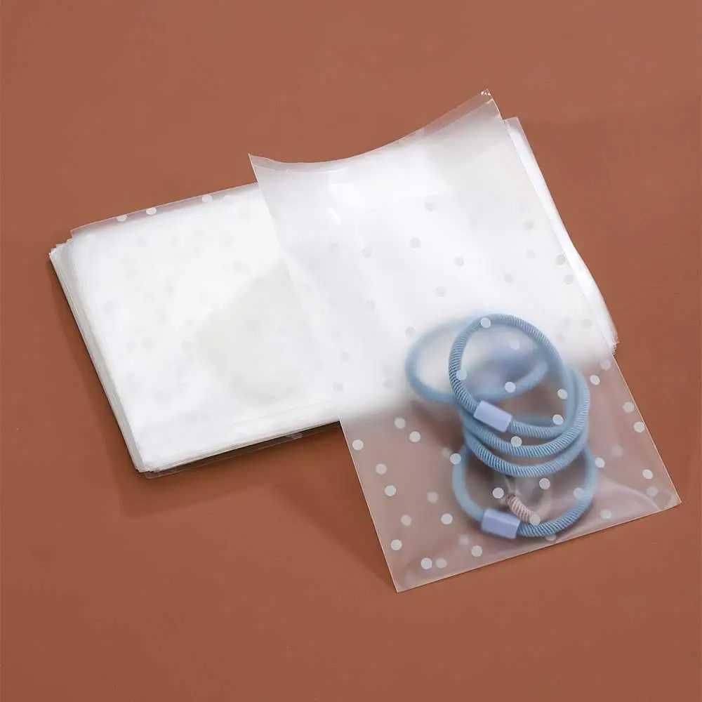 100pcs Frosted White Dot Transparent Self-adhesive OPP Packaging Bags Multi-size for Jewelry Gift Pack Necklace Bracelet Cookies