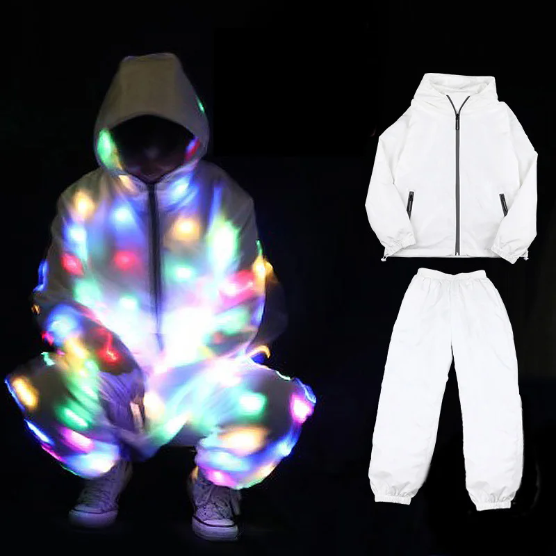 LED light up Jacket led dance dress Rave performance Waterproof led lights clothes adult man cool night running costume