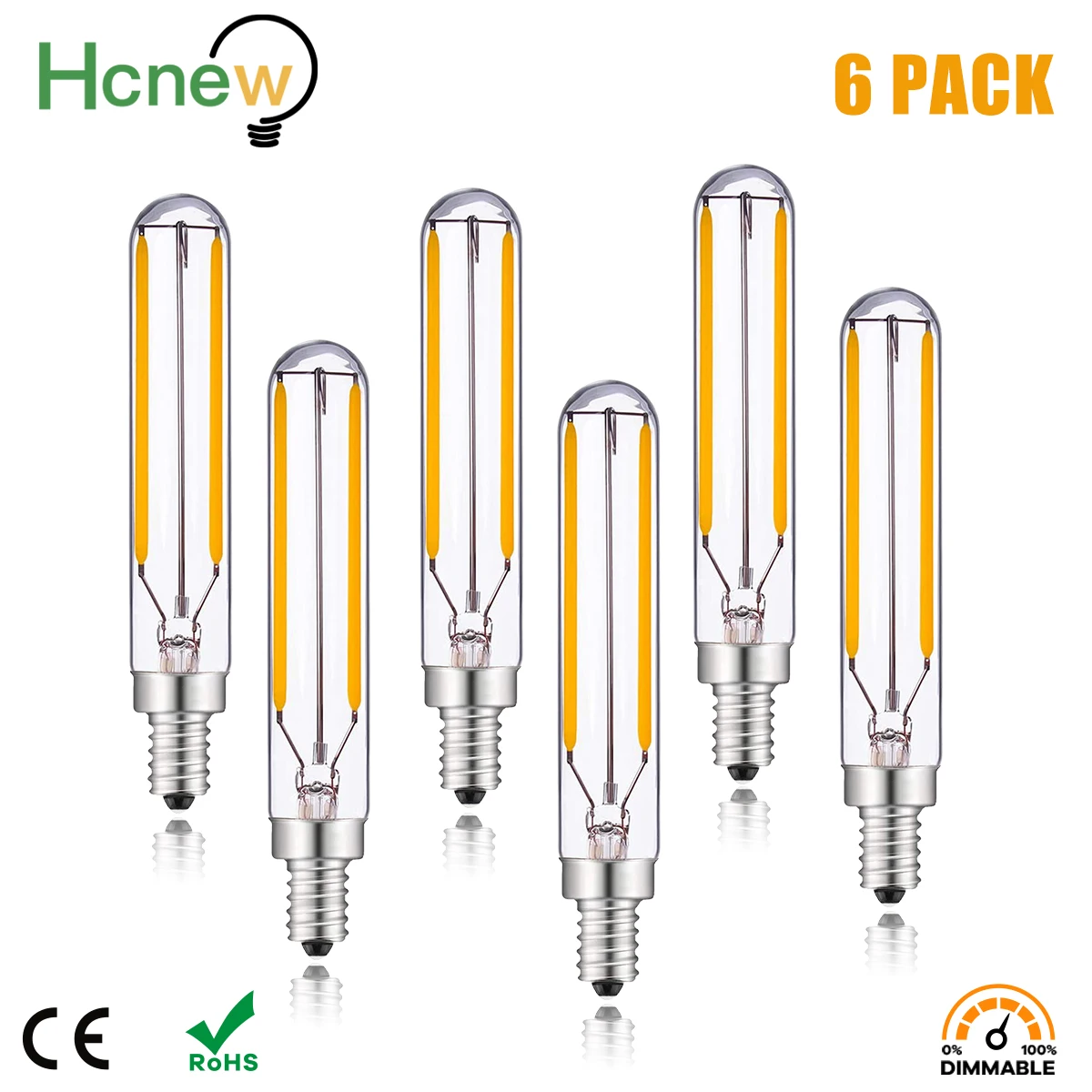 Vintage T20 Long LED Tubular Filament Edison Bulb 2700K Warm white 2W E14 Base 110V 220V Chandelier Retro Dimmable Led Light