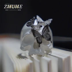 ZHUHE Butterfly Skull Ring Neo-Gothic Style For Women Men's Jewelry Accessories Party Gift