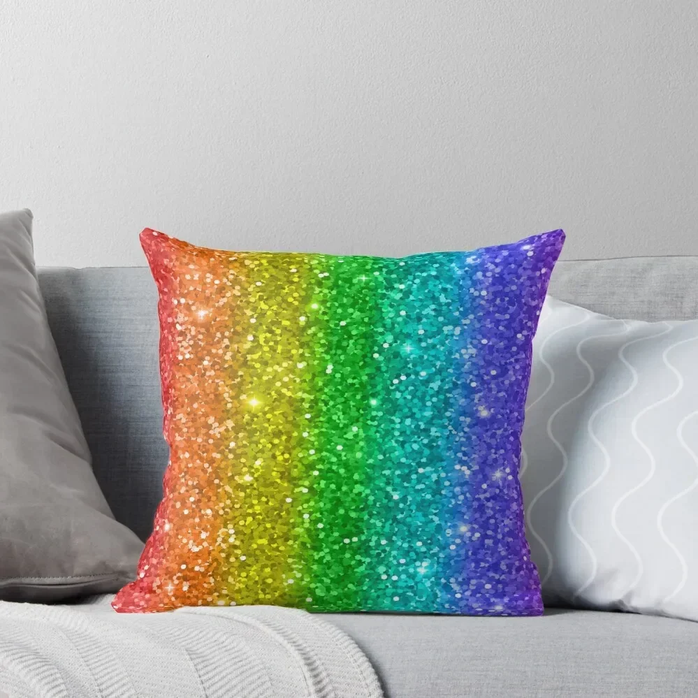 

Glittery Rainbow Throw Pillow Pillowcases Bed Cushions luxury home accessories Decorative Cushion pillow