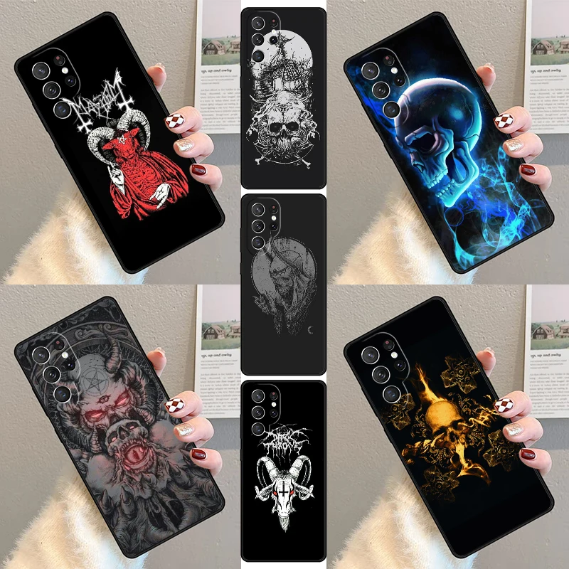 

Satanic Scary Skull Phone Case For Samsung Galaxy S23 S21 S20 FE S24 S22 Ultra Note20 S10 S9 S8 Plus Silicone Cover