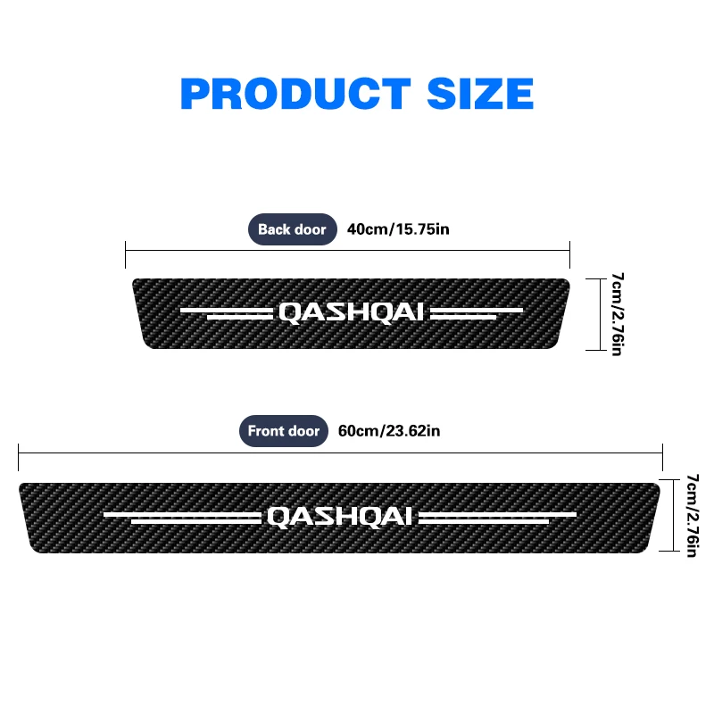 5Pcs Car Door Threshold Sill Sticker Trunk Bumper Dedal Protector Pads For Nissan Qashqai J10 J11 2021 2020 2019 2018- 2011 2007