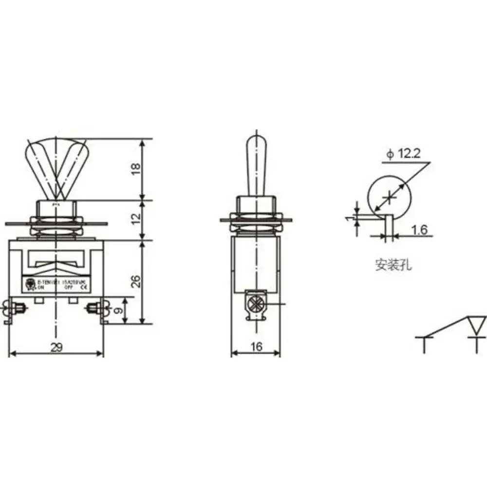 Heavy Duty SPST 2Pin 2 Terminal 10A AC 250V ON/OFF Rocker Toggle Switch E-TEN1021