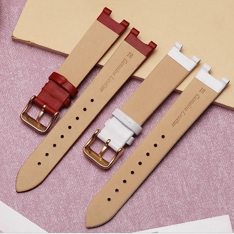 For Kenneth cole watch strap kc2609 kc2649 kc2647 kc2676 Notch Cowhide watchband women Whtie Red KC Bracelet 18mm with Tools