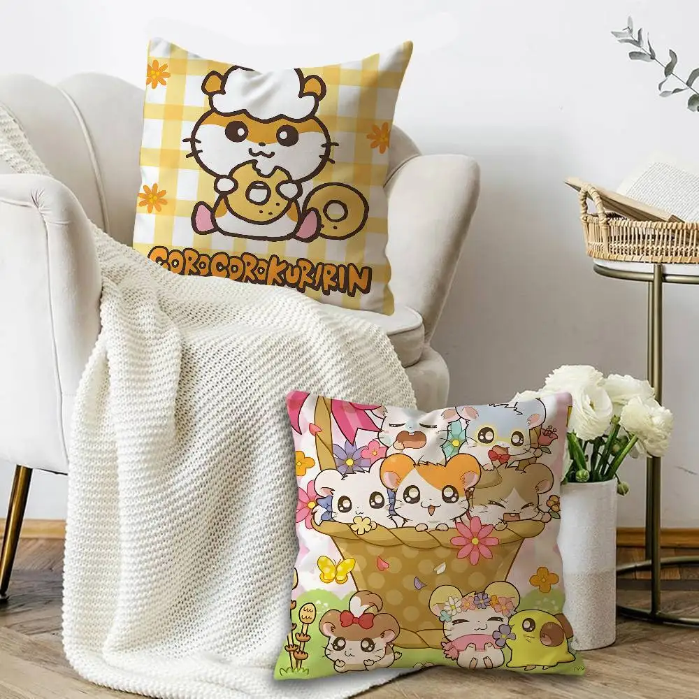 Cute Anime H-Hamtaro Cushion Cover Pillowcase Upholstery Sofa Throw Pillow Home Decor Pillowcas