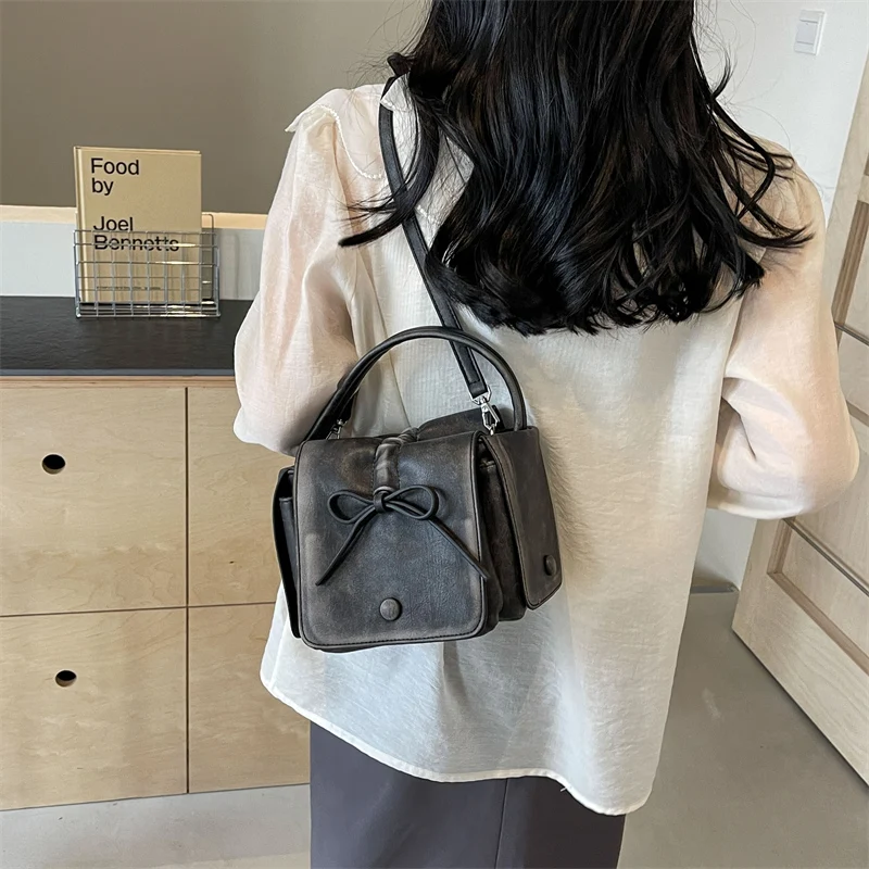 Cute Bow Design Small Shoulder Bags for Women 2024 Korean Fashion Female Trend Solid Color Crossbody Bag Y2K Handbags and Purses