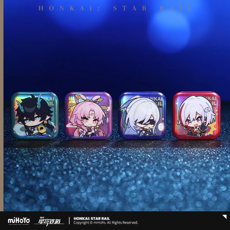 2024 Anime Honkai: Star Rail Pom-Pom Exhibition Center Series Square Badge Trailblazer Dan Heng March 7th Brooch MiHoYo Gift