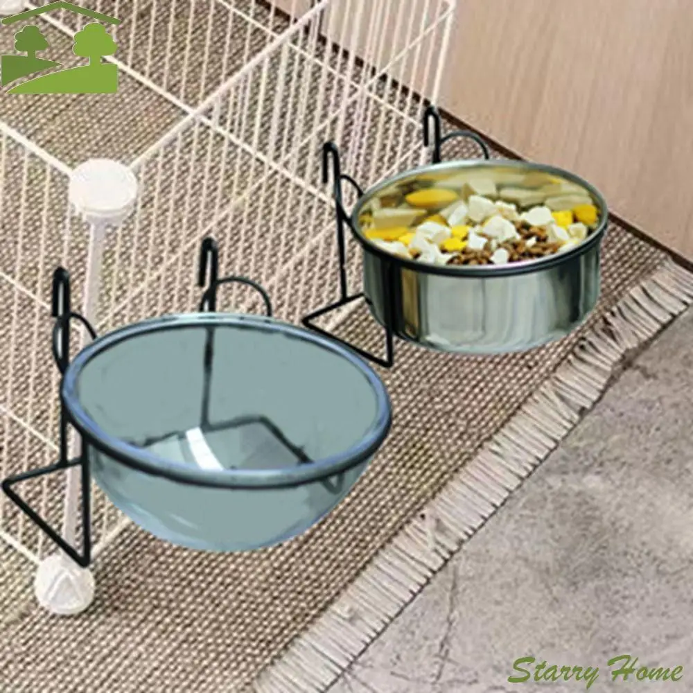 

Stainless Steel Pet Food Bowl Large Capacity Anti Tipping Cage Hanging Dog Basin Detachable Fixed Dog Water Food Bowl Travel
