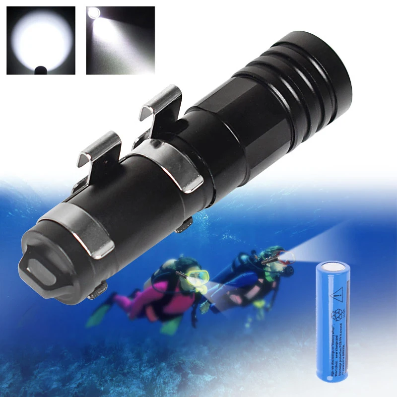 Powerful LED Diving Goggle Flashlight Super Bright Professional Underwater Torch IP68 Waterproof rating Lamp Using 14500 Battery