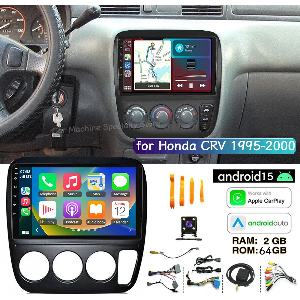

Android15 Car Stereo Radio 9''GPS Navigation for Honda CRV 1995-2000 with Carplay Android Auto Bluetooth WiFi FM/RDS SWC 2+64G