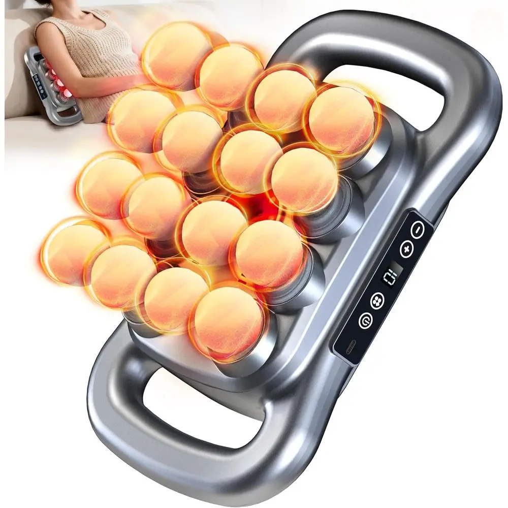

Advanced 16-Head Deep Tissue Massage Gun for Back, Legs, Waist, and Muscle Pain Relief (Gray)