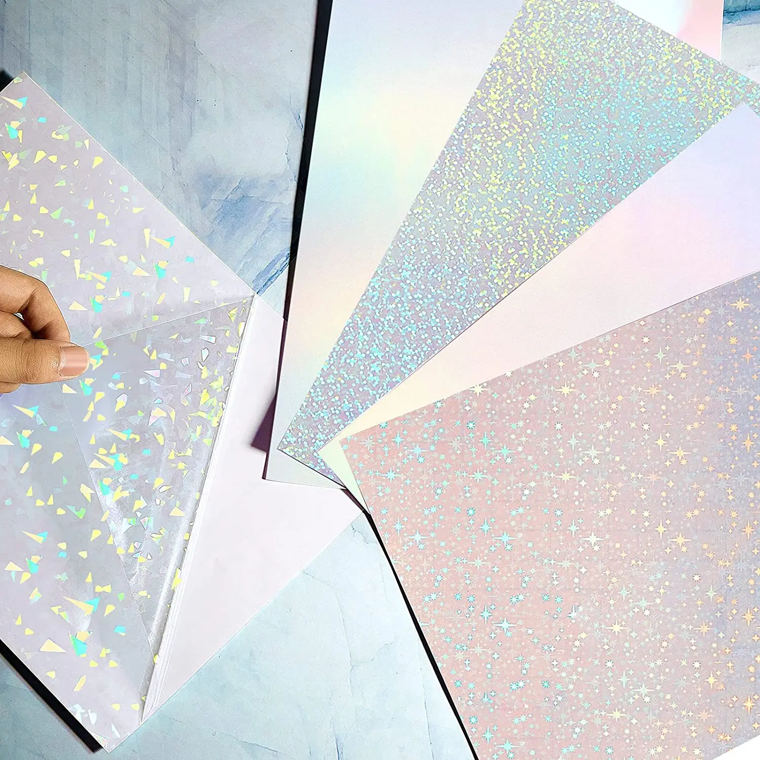 10pcs Transparent Holographic Overlay Vinyl Lamination Sheets Adhesive Sticker 210x297mm