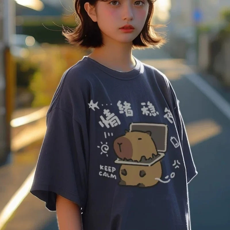 ZAZOMDE High-Quality Men's Pure Cotton Cartoon Cute Bear Pattern Fun T-shirt Loose Tees T Shirt Street Short Sleeved Tshirt 5XL
