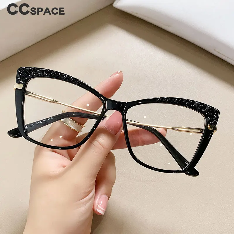 53355 Cat Eye Anti Blue Light Optical Glasses Frames Women Crystal Cut TR90 Fashion Computer Eyeglasses