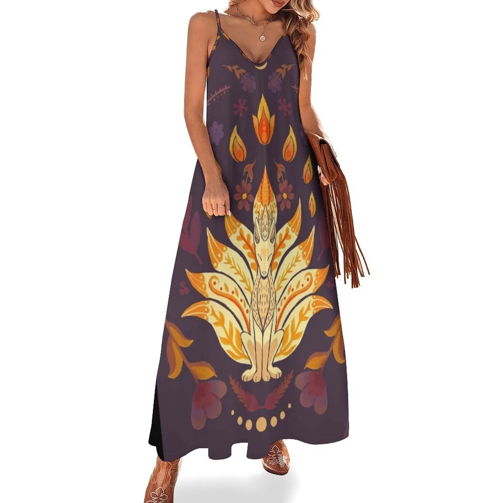 

Folk Art Kitsune Sleeveless Dress women's evening dresses dress for women Dress