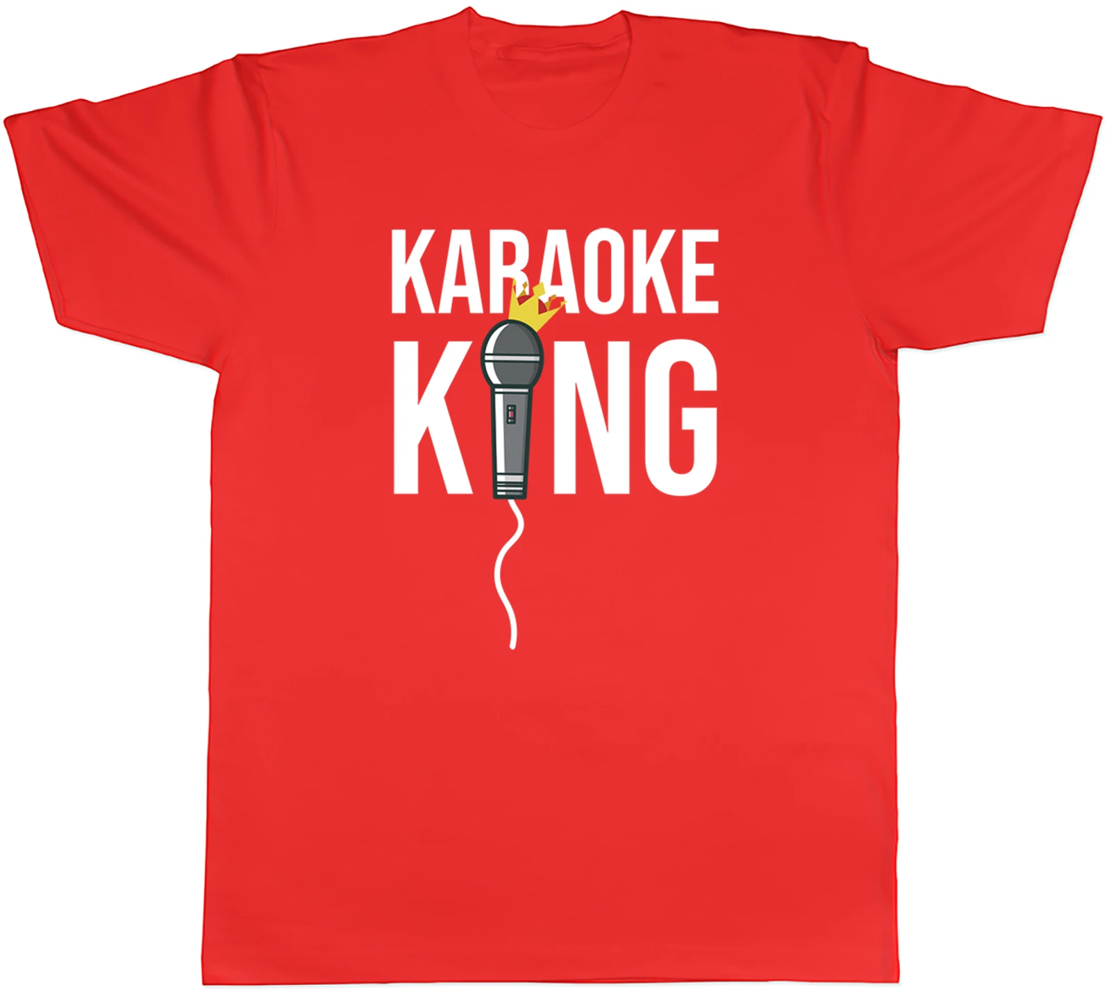 Karaoke King Men's T-shirt, Music Singer/Musician Microphone T-shirt, Loose Casual Unisex Streetwear Shirt