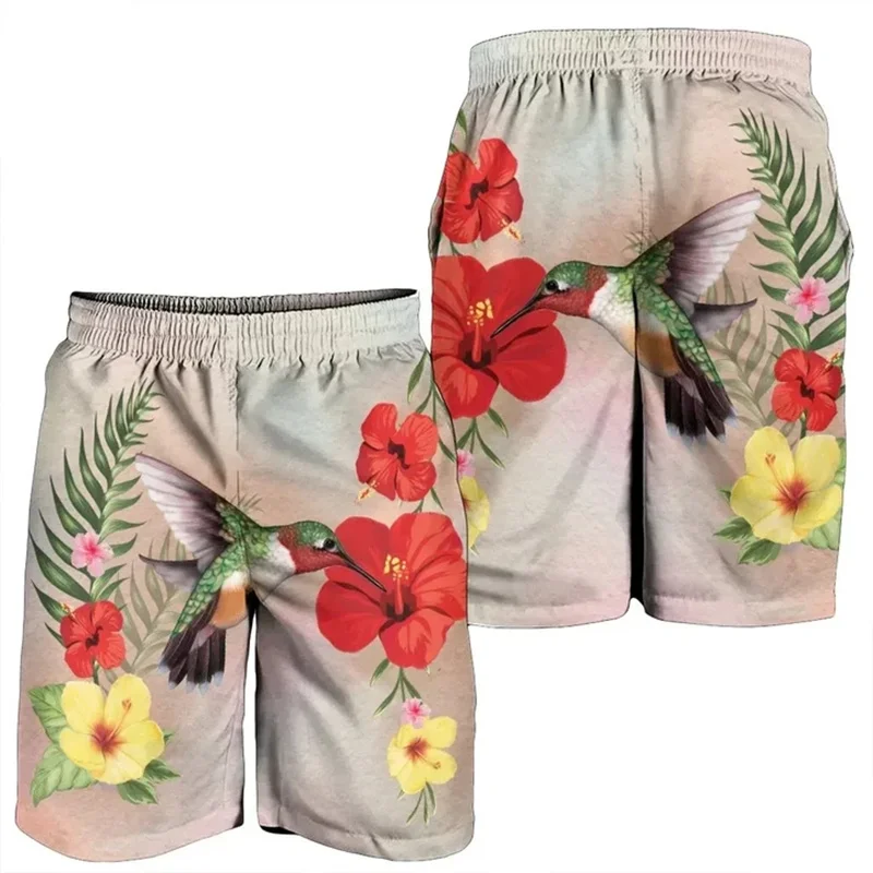 New 3D Print Hawaii Hibiscus Flower Soulful Men's Shorts Women Vacation Beach Short Pants Floral Shorts Swim Trunks Board Shorts