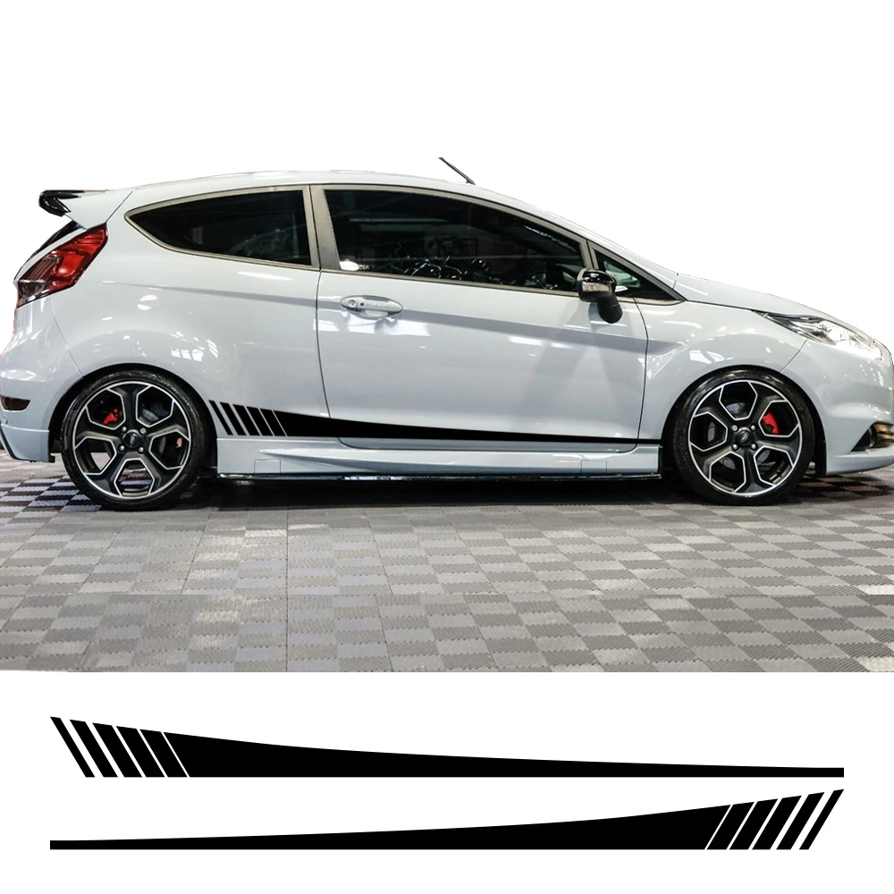 Car Side Stripes Vinyl Decals Door Racing Stripes Sticker Graphics Accessories For Ford Fiesta MK7 3 Door 2008 - 2017 ST200