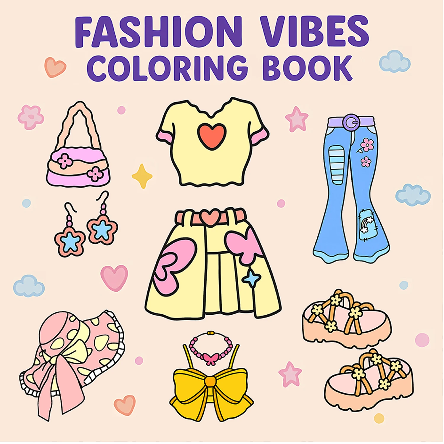 FASHION VIBES كتاب تلوين بأنماط جريئة وسهلة للبالغين 24 صفحة كتاب رسم لطيف هدية مثالية للحفلات وأعياد الميلاد