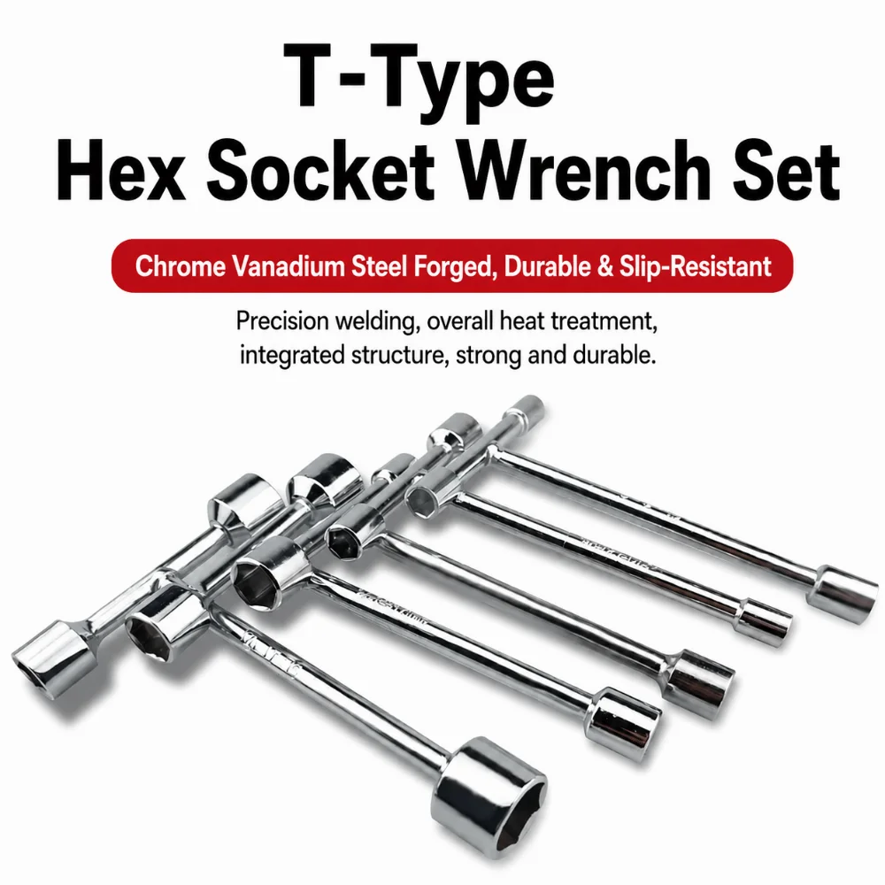 Durable 3-Way Socket Wrench Triple Head T Handle T Type Hex Nut Driver Hand Repair Tool Repair Wrench Home Appliance