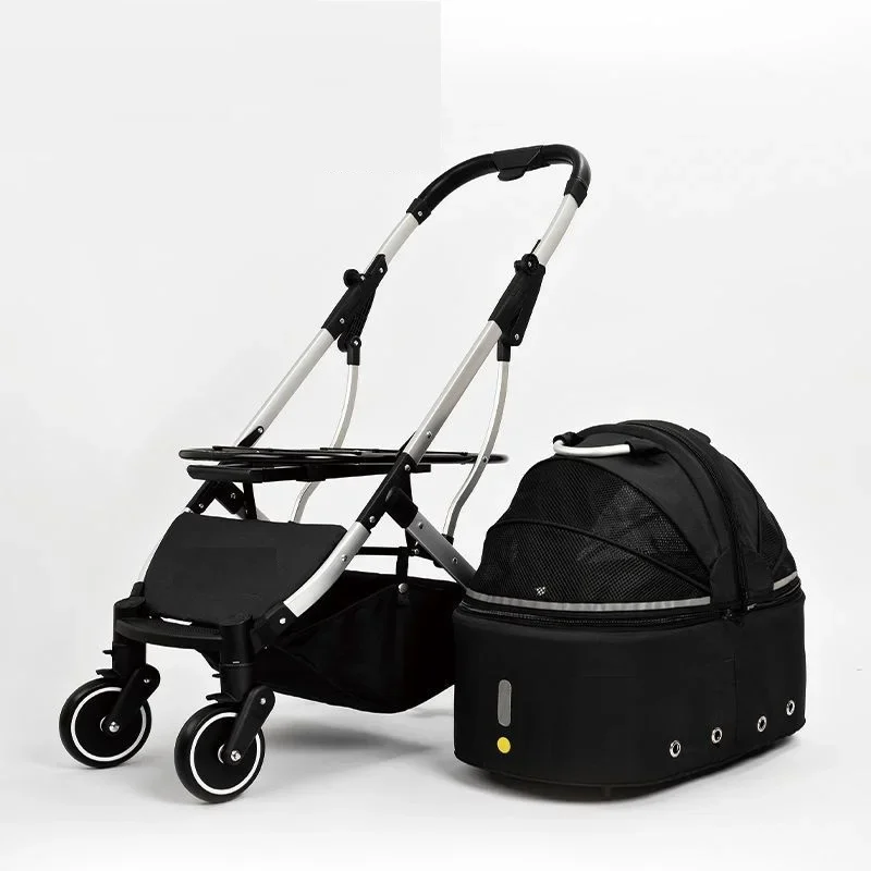 Aluminum Alloy Pet Stroller for Small Dog and Cats Lightweight Foldable Dog Trolley Cat Cart Cat Stroller Pet Carrier