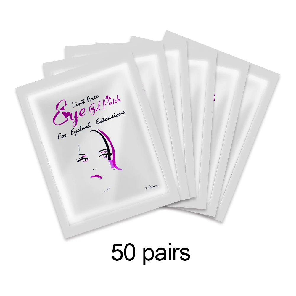 50 Paar Wimpernverlängerungs-Patches, Hydrogel-Patches, Gel-Pad, Make-up, Wimpernlift-Werkzeuge, unter den Augenklappen, Pads für Wimpernverlängerung