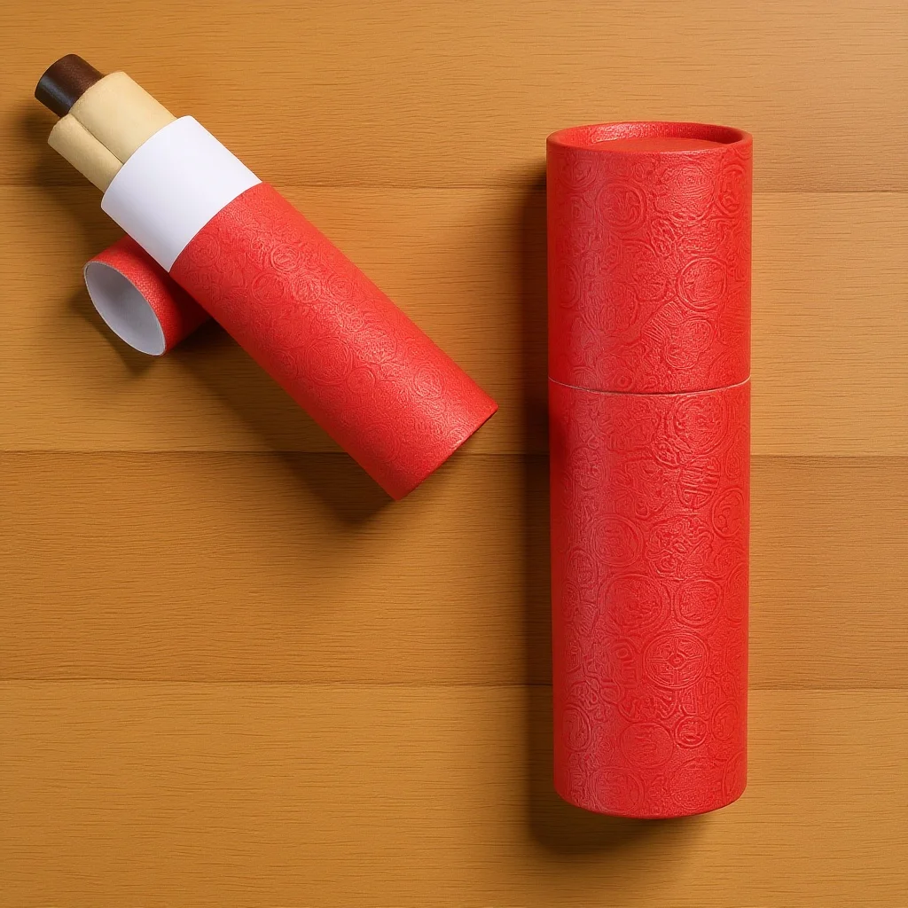 Photo Storage Tube 6 Inch Red Rigid Plastic Waterproof Poster Paper Tube Portable Photo Holder Scroll Cylinder for Posters