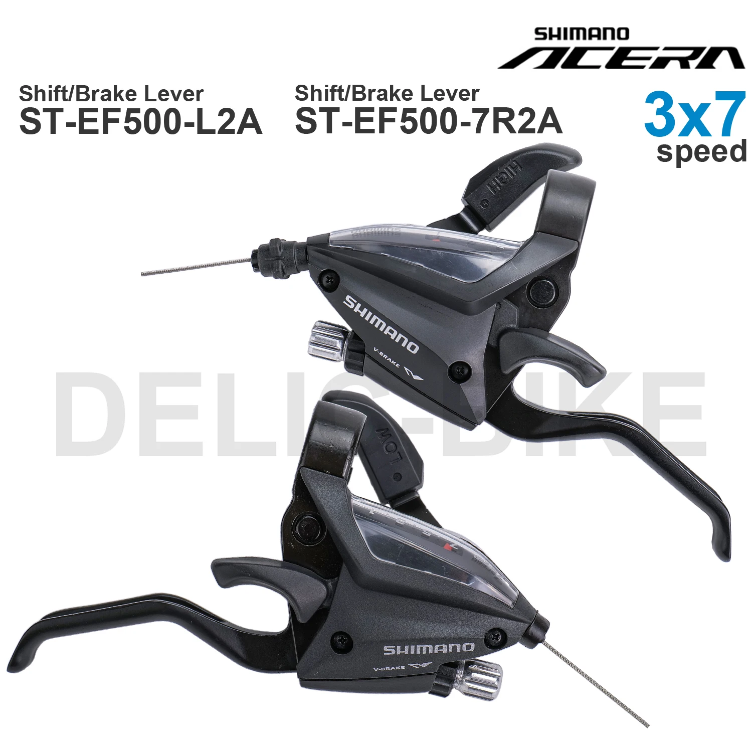 

Комплект трансмиссии SHIMANO ACERA ALTUS EF500 3x7v (ST-EF500-7R2A, ST-EF500-L2A) — оригинальные детали, 3x7 скоростей, ручки переключения/тормоза.