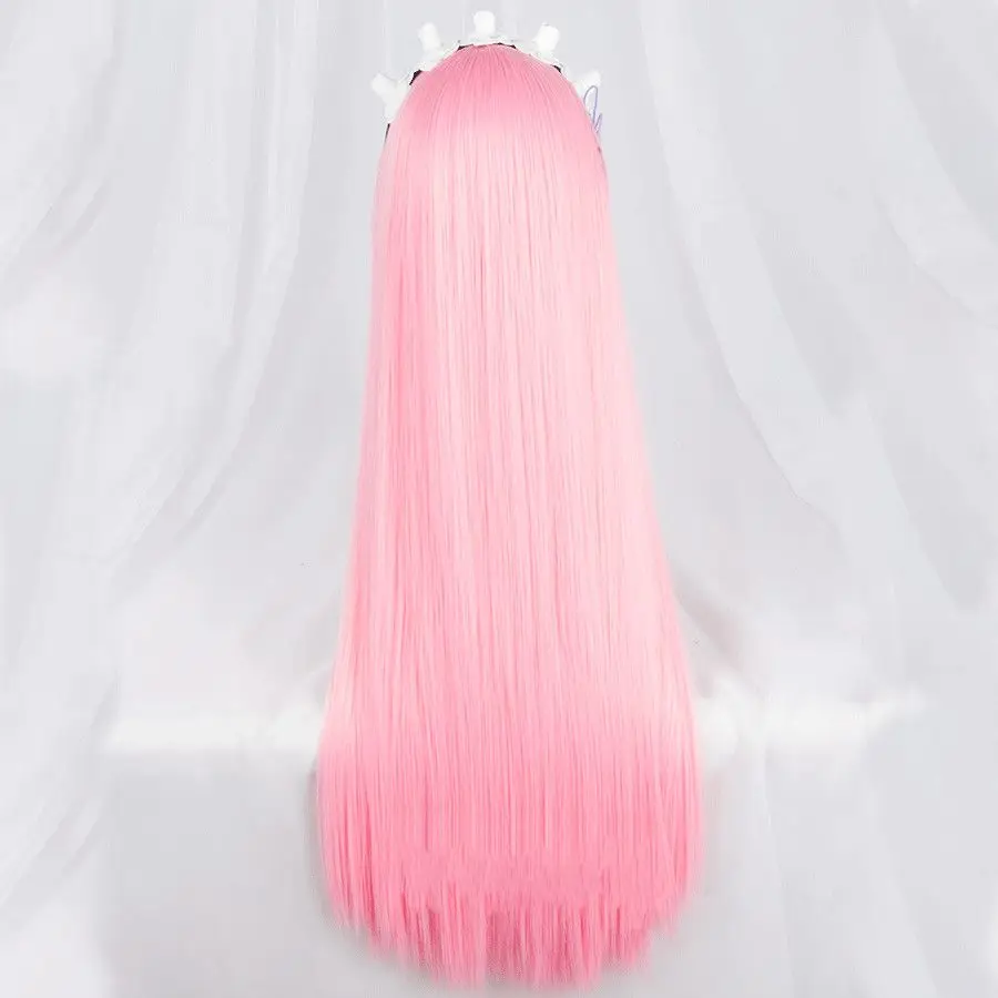 Re zero ram & rem peruca cosplay versão adulta, cabelo longo e reto conjunto de peruca completa de empregada dupla