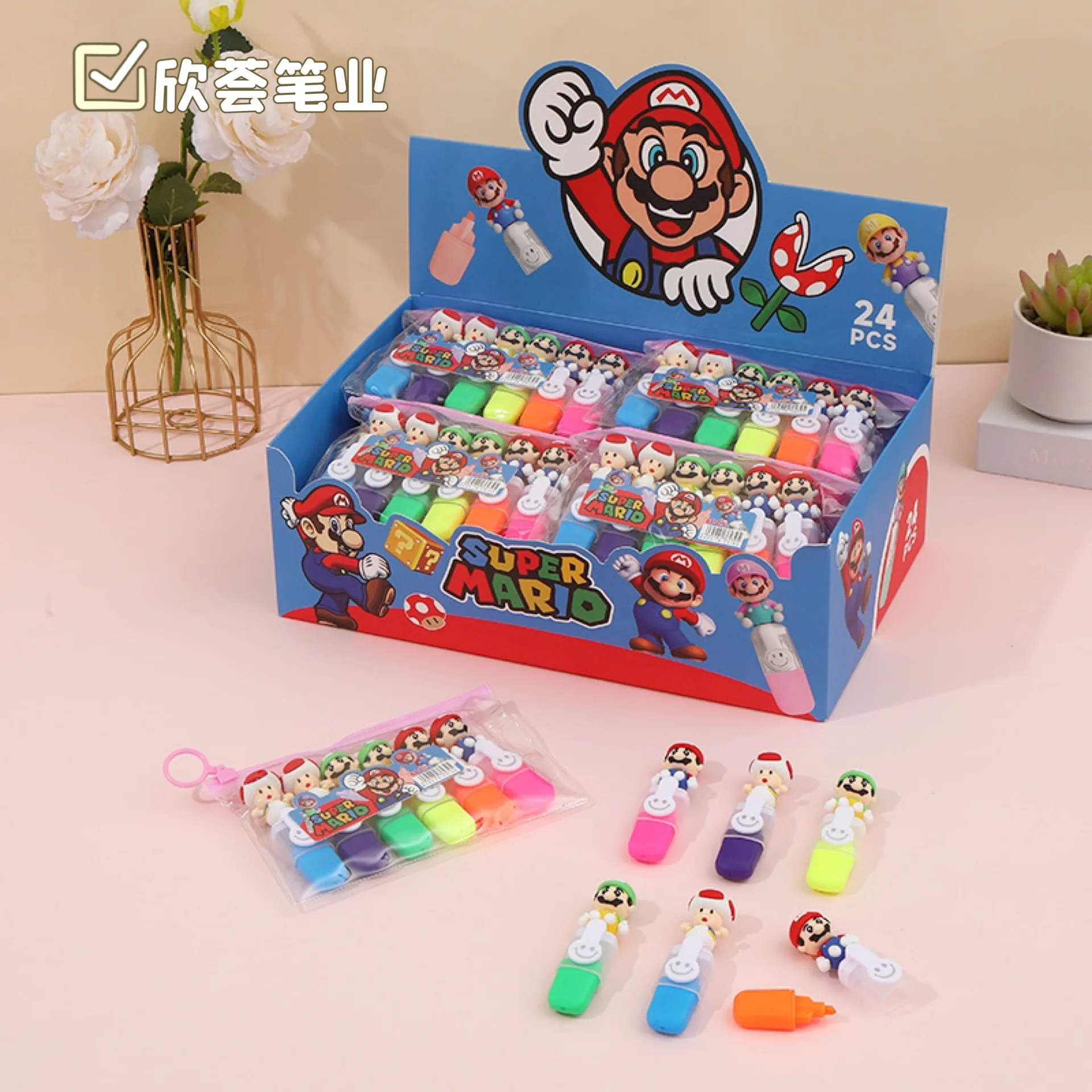

Набор маркеров Super Mario (6/24 шт.), для студентов, для граффити, акварели, заметок, канцелярские принадлежности, подарок для учебы