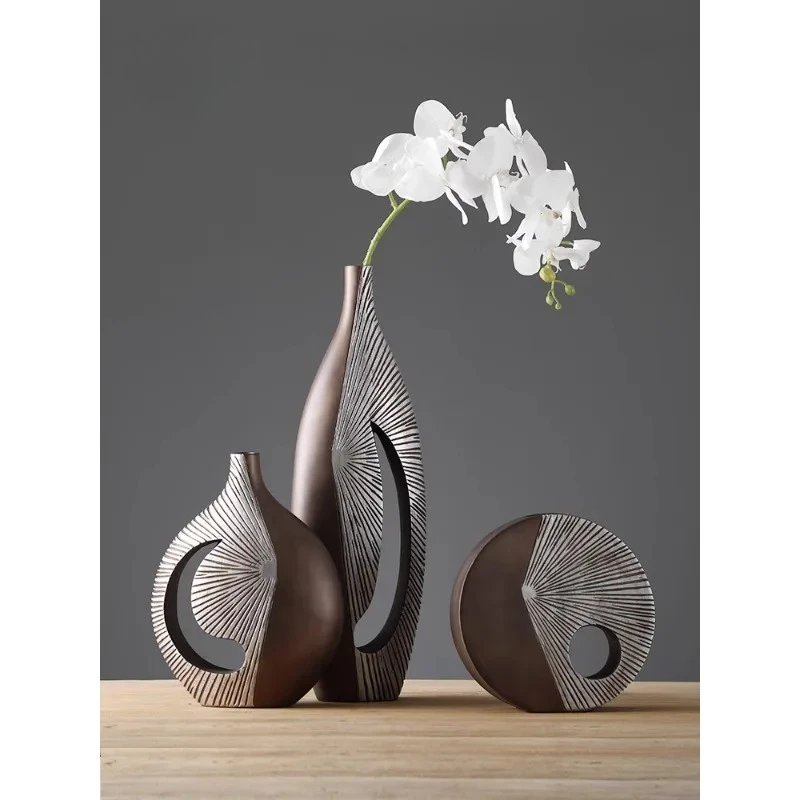 

Light luxury high-end vase high-end art modern Chinese living room flower arrangement dried flower TV cabinet entrance