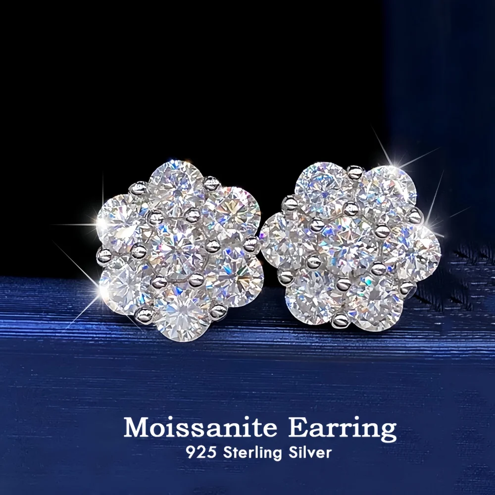 

2.5/3mm Real Moissanite Stud Earrings For Women 925 Sterling Silver Flower Shape Diamond Wedding Party Ear Stud Gift Jewelry GRA
