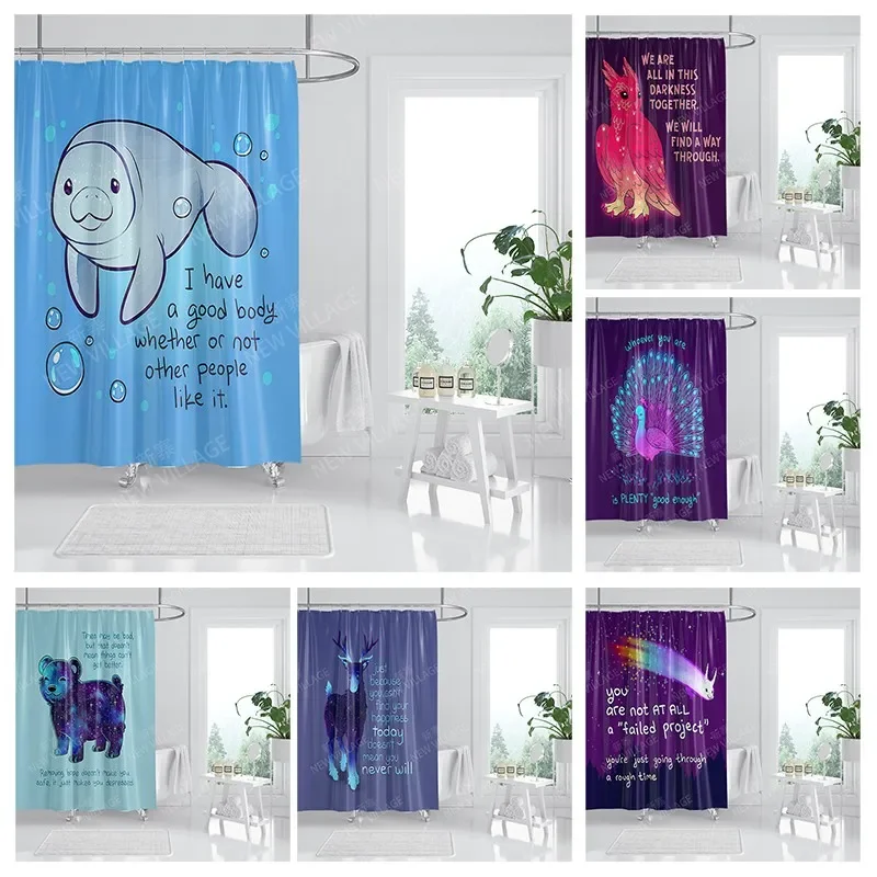 

Waterproof fabric shower curtains Bathroom curtain accessories 180x200 Bath curtain for shower 240*200 cartoon cute decoration