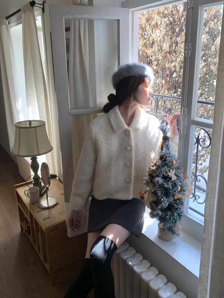 

Jaet ort Свободное женское модное осенне-зимнее пальто из меха ягненка для похудения Легкий роскошный топ