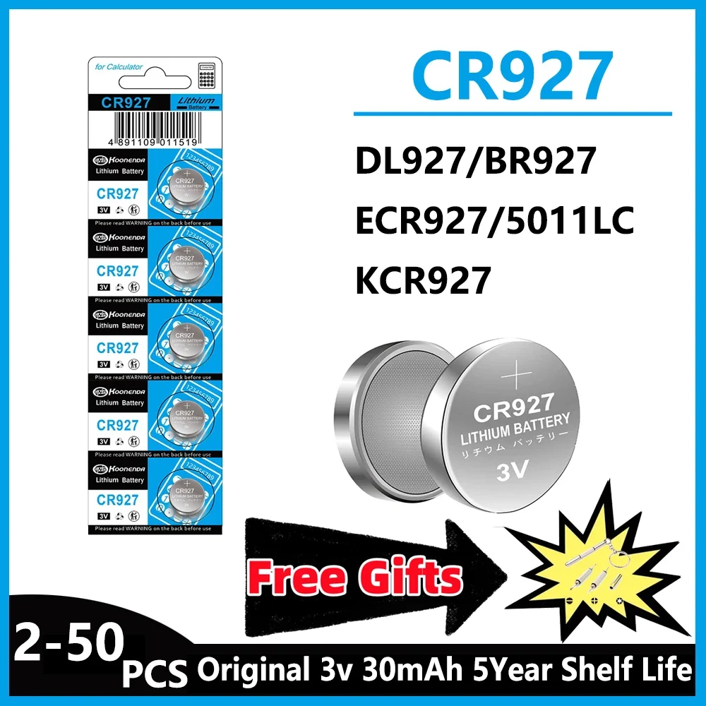 NEW High-Capacity 3V CR927 Lithium Button Battery BR927 ECR927 LM927 5011LC KCL927 DL927 CR927-1W Coin Cell Watch Batteries