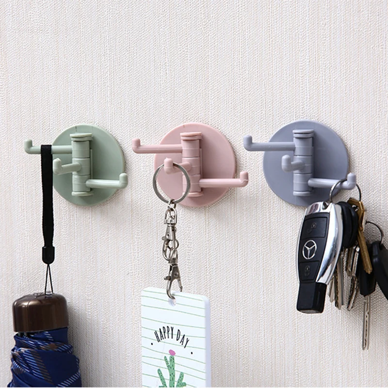 

1pcs Rotatable Seamless Adhesive Hook Kitchen Rack Wall Hanger Bathroom Kitchen Supplies Hooks Strong Bearing Stick Hook