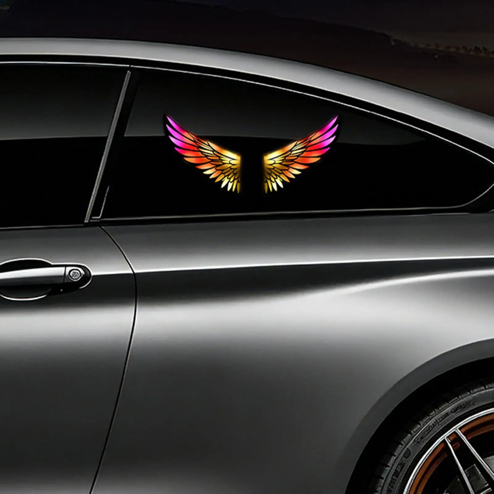Solar Wing LED Car Light Solar-Powered USB Charging Suction Cup Lamp Cartoon Wings Car Window Light For Drivers Enthusiasts