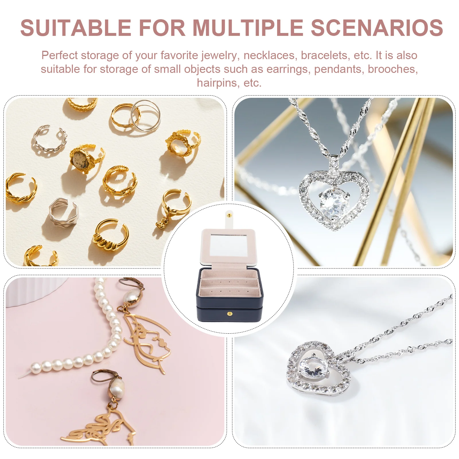 Jewelry Storage Box Double-Layer Divided Simple Organizer for Rings Necklaces Earrings Desktop Jewelry Holder Desktop Box