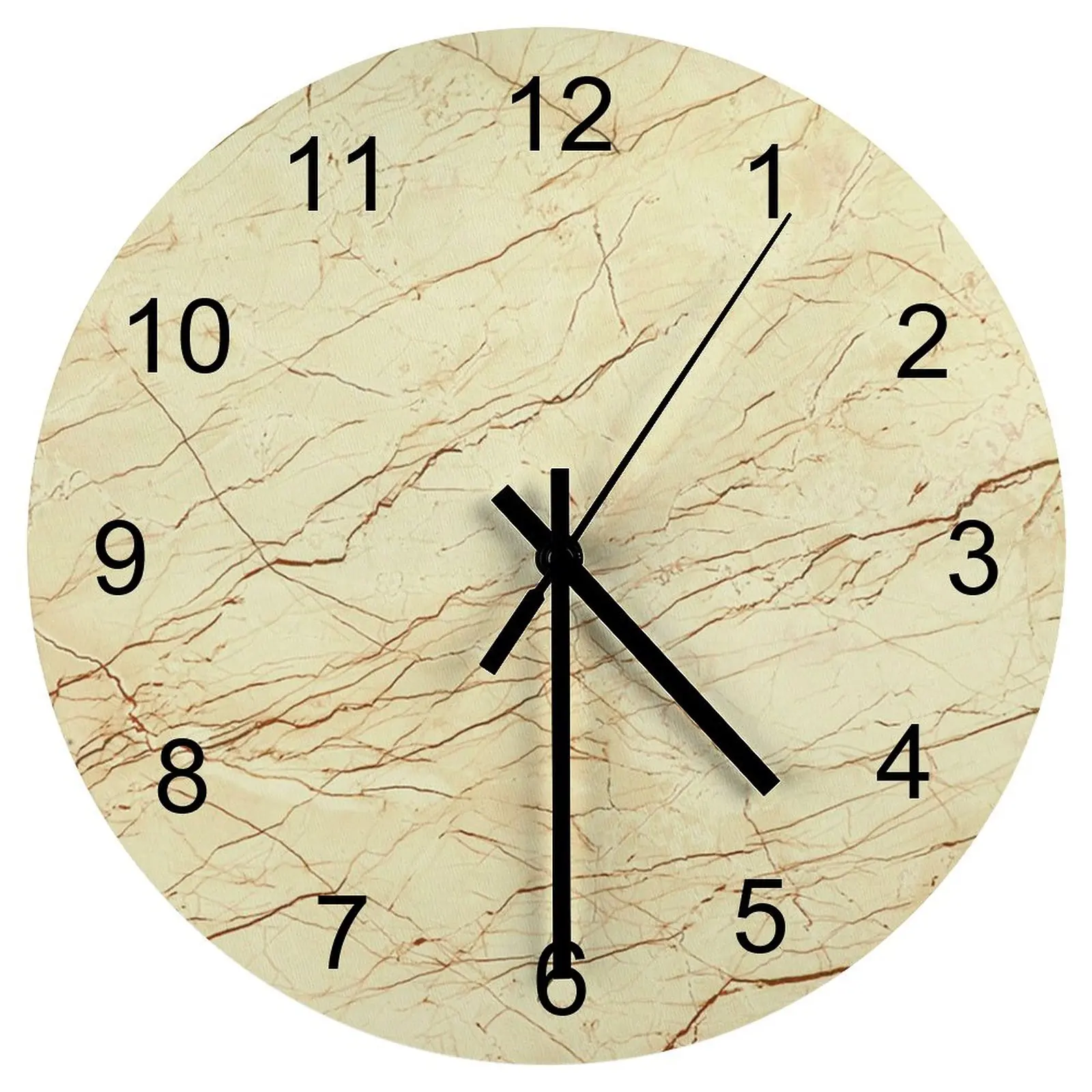 Nursery Wall Clock Striped Argyle Grain Marble Clocks 12 inch Silent Wood Round Creative Energy Efficient Nordic